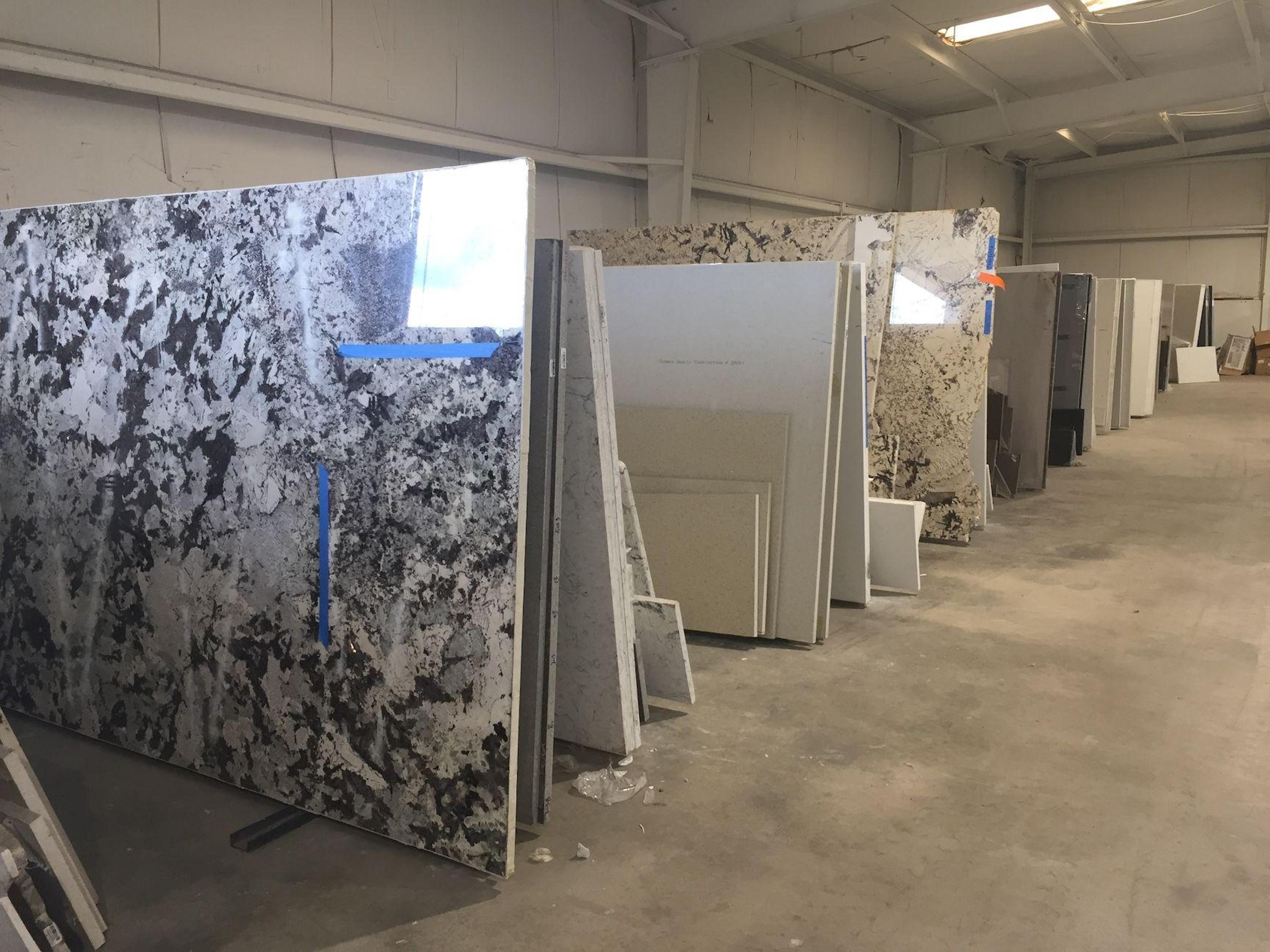 spartanburg showroom granite, quartz, and marble countertop slab display